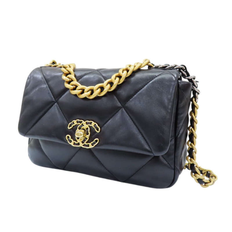 19包款 黑色 菱格紋 皮革 鍊帶 兩用包 AS116-1