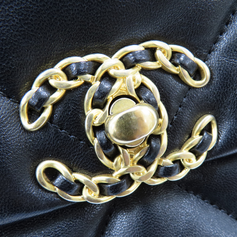 19包款 黑色 菱格紋 皮革 鍊帶 兩用包 AS116-6