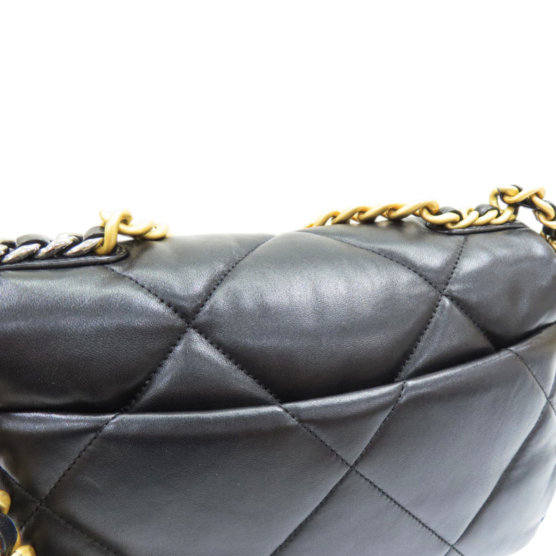 19包款 黑色 菱格紋 皮革 鍊帶 兩用包 AS116-17