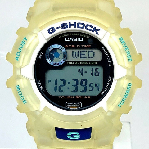 G-SHOCK CASIO 手錶 G-2300EB-7 綠色系列 型號未在日本發售 堅固耐用 太陽能 白色鏤空 藍色 2010 年 7 月發售 三國丘店