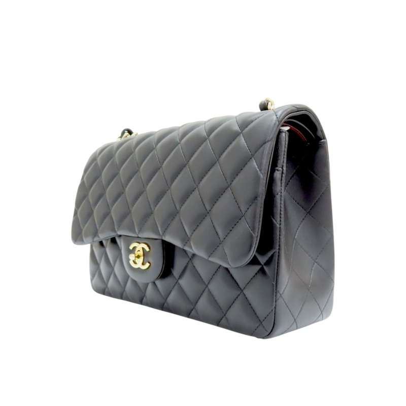 黑色 菱格紋皮革 Jumbo 30 鍊帶肩背包-2