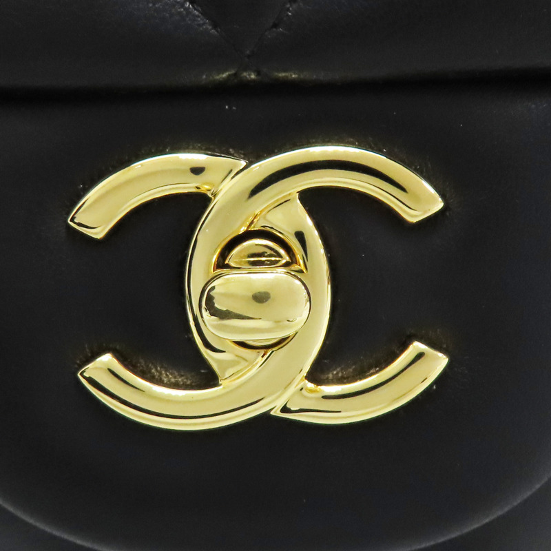 黑色 菱格紋皮革 Jumbo 30 鍊帶肩背包-6