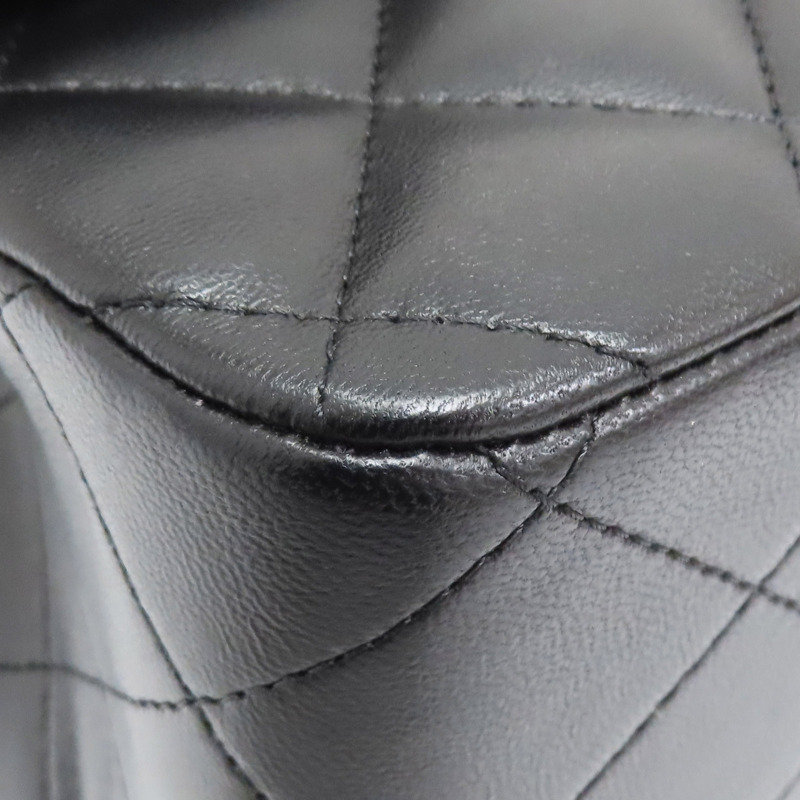 黑色 菱格紋皮革 Jumbo 30 鍊帶肩背包-11