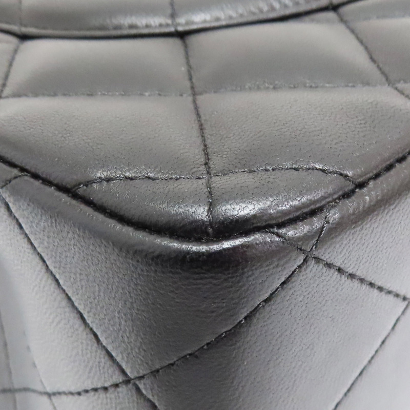 黑色 菱格紋皮革 Jumbo 30 鍊帶肩背包-13