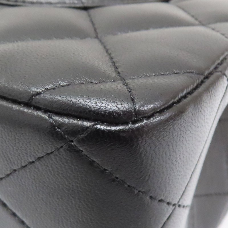 黑色 菱格紋皮革 Jumbo 30 鍊帶肩背包-14