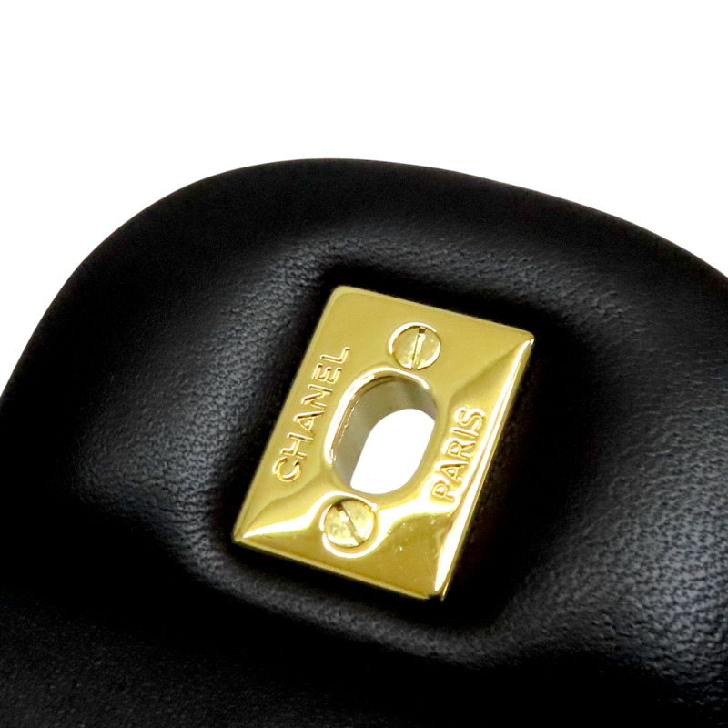 黑色 菱格紋皮革 Jumbo 30 鍊帶肩背包-15