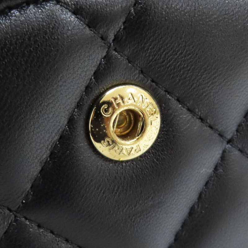 黑色 菱格紋皮革 Jumbo 30 鍊帶肩背包-16