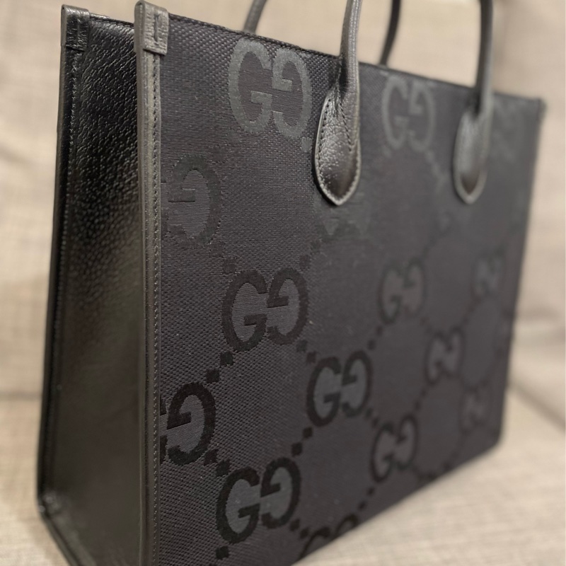 Gucci Jumbo GG Canvas Tote Bag Black黑色-0
