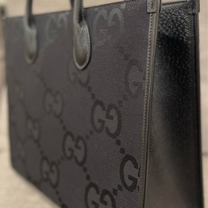 Gucci Jumbo GG Canvas Tote Bag Black黑色-1