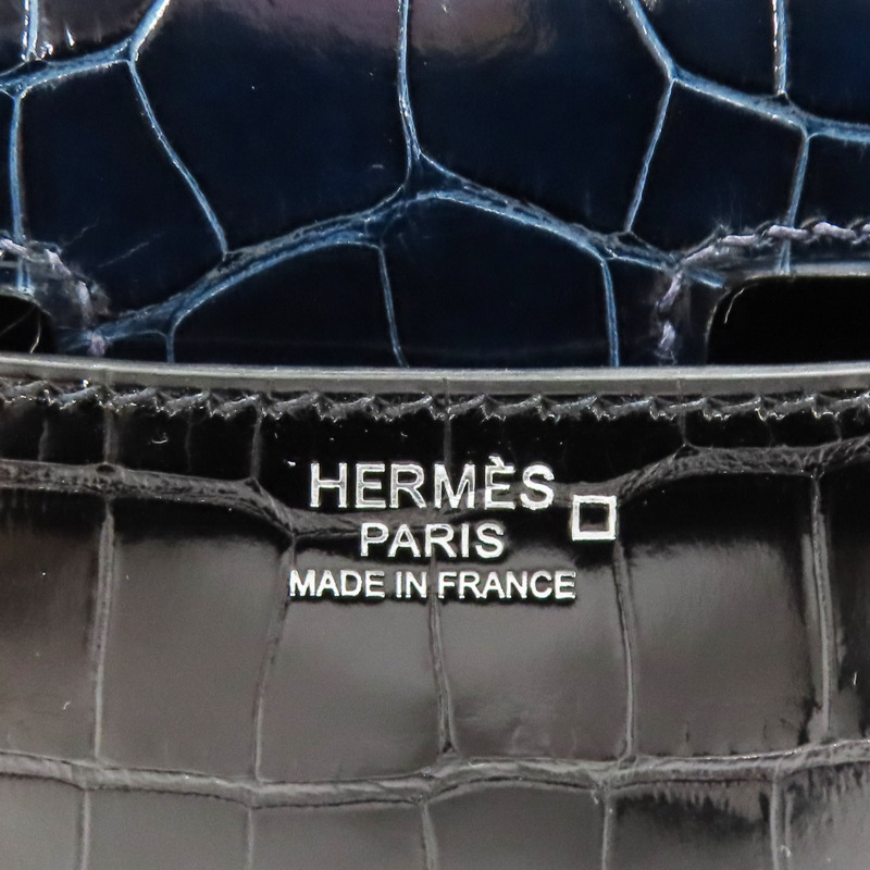 海藍/黑色 鱷魚皮 Constance 24 肩背包 有皮證【HERMES 愛馬仕】-6