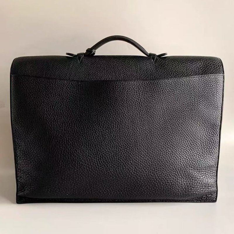 hermes sac a depeches 41男款黑銀商務手提公事包 40*31*13 98新 配件鑰匙塵袋-7