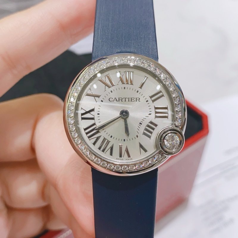 卡地亞Ballon Blance系列W4BL0003精鋼原鑽石英女表-1