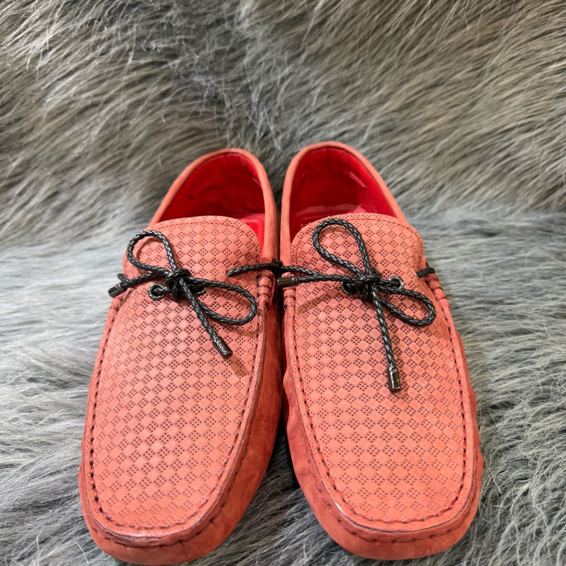TODS 法拉利 ferrari 格紋 牛皮 紅 帆船鞋 綁帶 休閒鞋 皮鞋 豆豆鞋-1