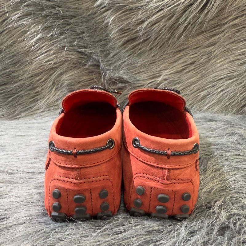 TODS 法拉利 ferrari 格紋 牛皮 紅 帆船鞋 綁帶 休閒鞋 皮鞋 豆豆鞋-5
