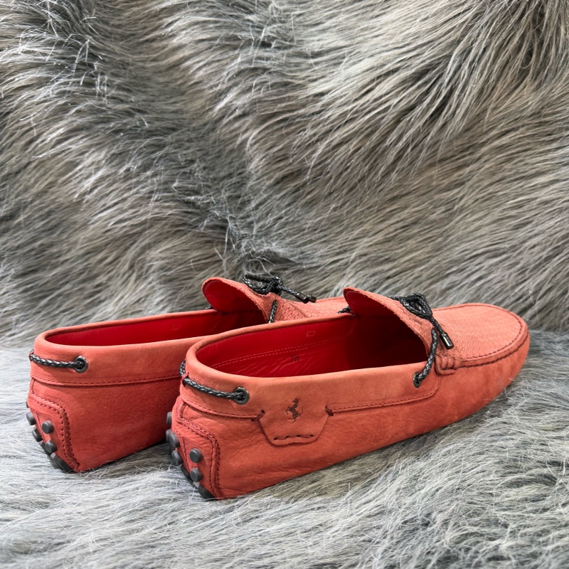 TODS 法拉利 ferrari 格紋 牛皮 紅 帆船鞋 綁帶 休閒鞋 皮鞋 豆豆鞋-6