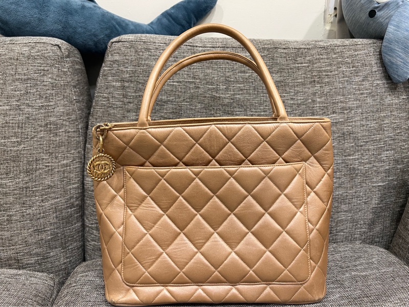 香奈兒Chanel 希爾頓金幣包 手提包 香檳金-2