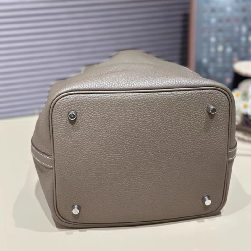 98新 Hermes picotin 22 大象灰 银扣 tc皮 Z刻 附件钥匙锁-4