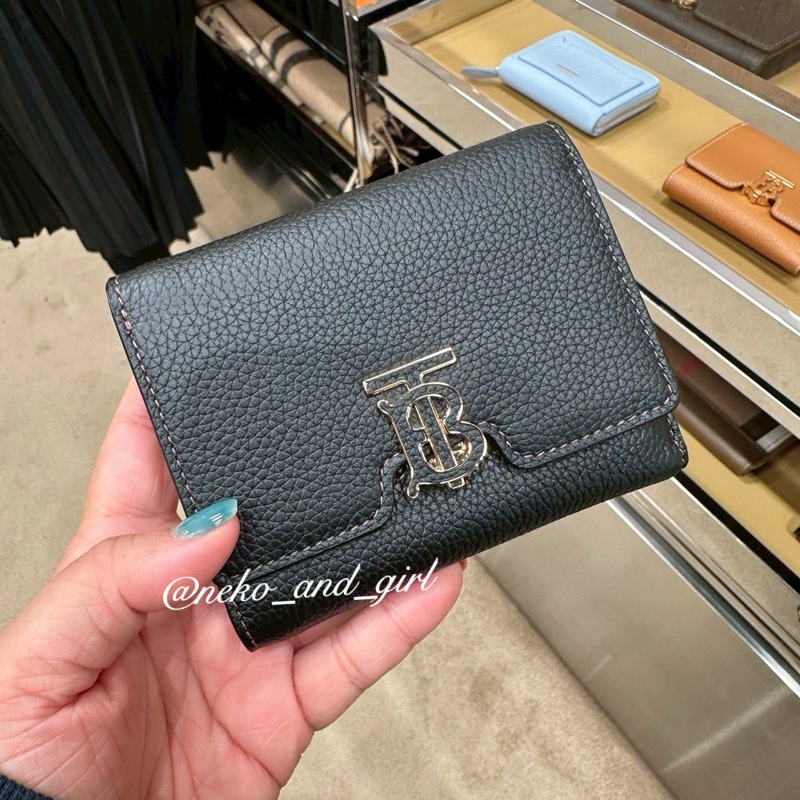 台灣現貨💕 Burberry 三折黑色短夾❤️-0