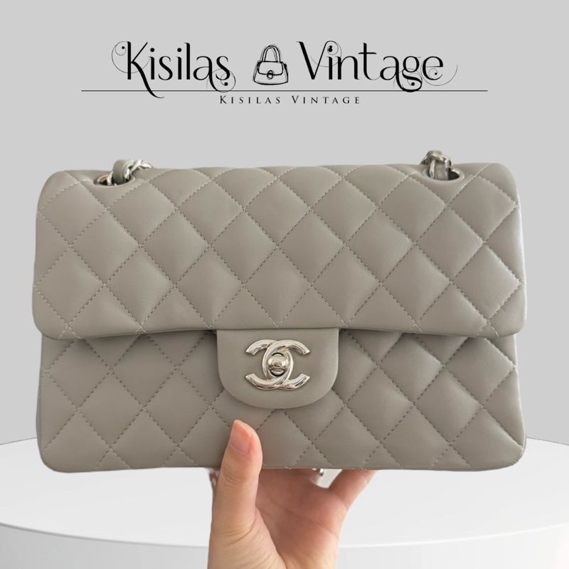 Chanel Lambskin CF23 灰色羊皮銀扣-0