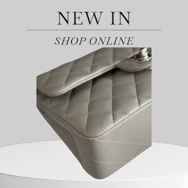 Chanel Lambskin CF23 灰色羊皮銀扣-8