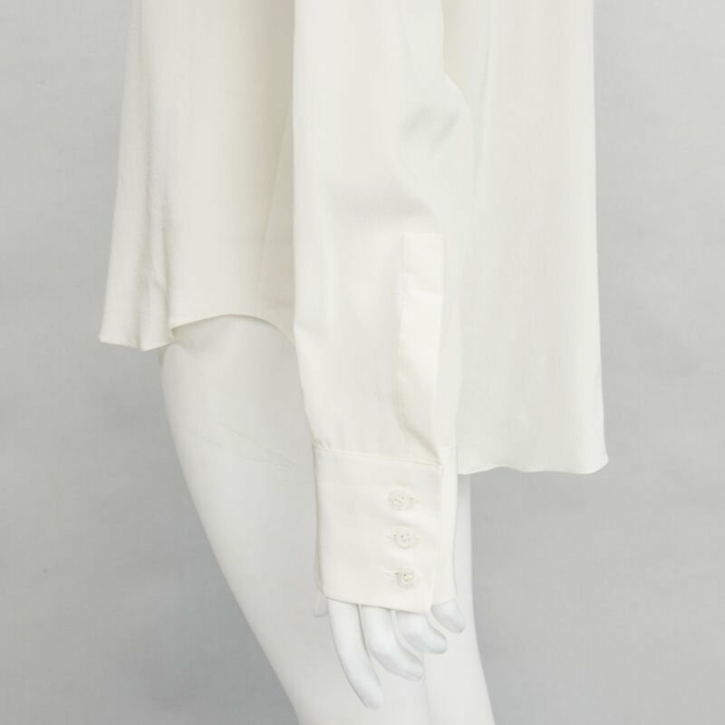 CHRISTIAN DIOR 100% silk sheer floral embroidery long sleeve shirt FR44 XL-6