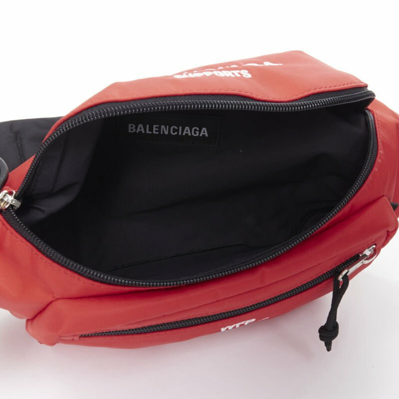 new BALENCIAGA Explorer Double Pack Sharp WFP red white crossbody waist bag-11
