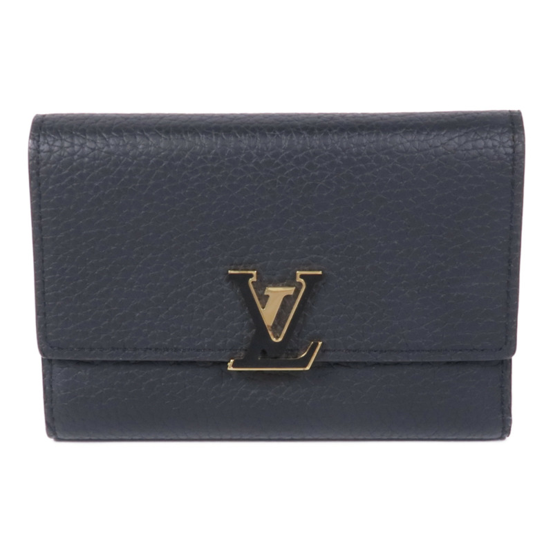 LOUIS VUITTON 【激減優惠】牛皮皮革Capucines Compact Wallet金扣錢包-0