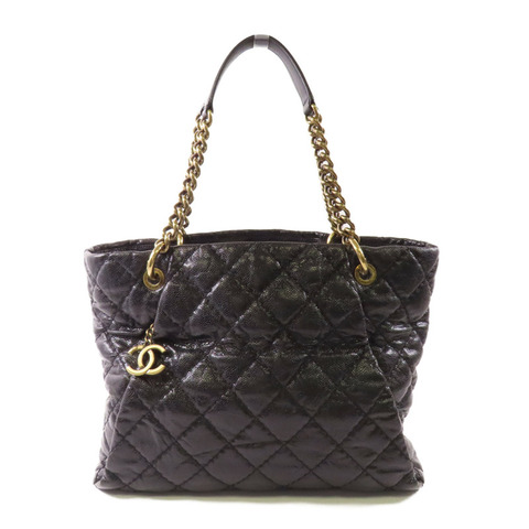 CHANEL 牛皮皮革Tote Bag金扣手挽袋