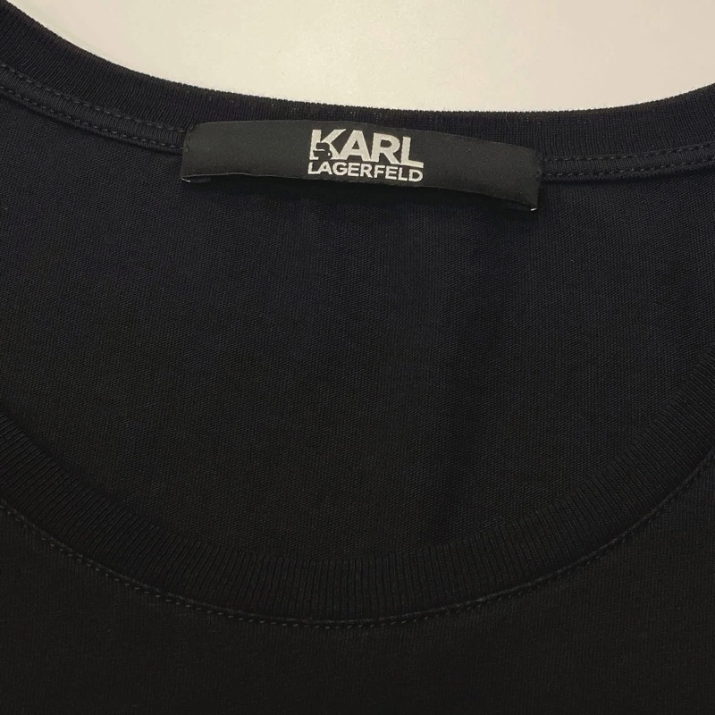 老佛爺KARL LAGERFELD 眼鏡立體鬍鬚短T 黑色-7