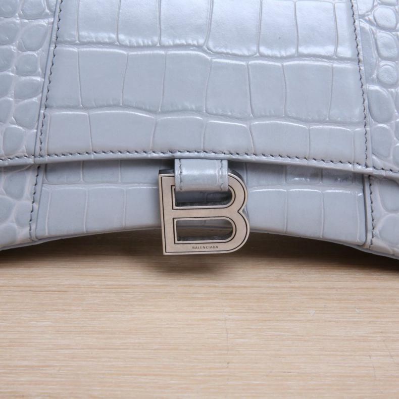 BALENCIAGA(巴黎世家) Hourglass 沙漏 S碼 鱷魚壓紋 灰色-5