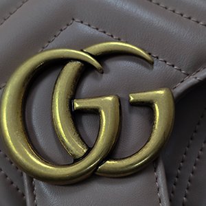 G1794 GUCCI 奶茶色小牛皮GG MARMONT 小號肩背/斜背兩用包 443497-8