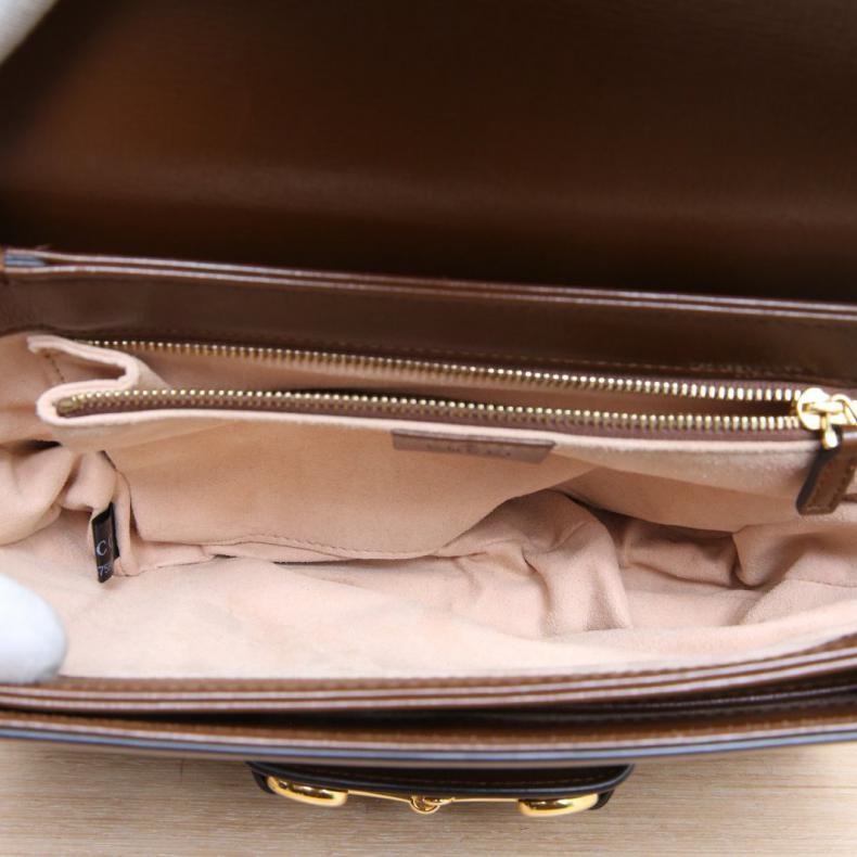 GUCCI(古馳) Horsebit 馬銜扣 1955 馬鞍包 小號 25 烏木色 帆布 金扣-4