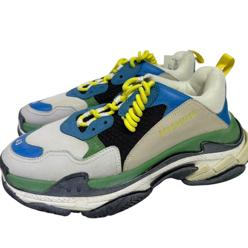 【美收精品】 BALENCIAGA Triple S 藍色拚色休閒鞋 2-433-3