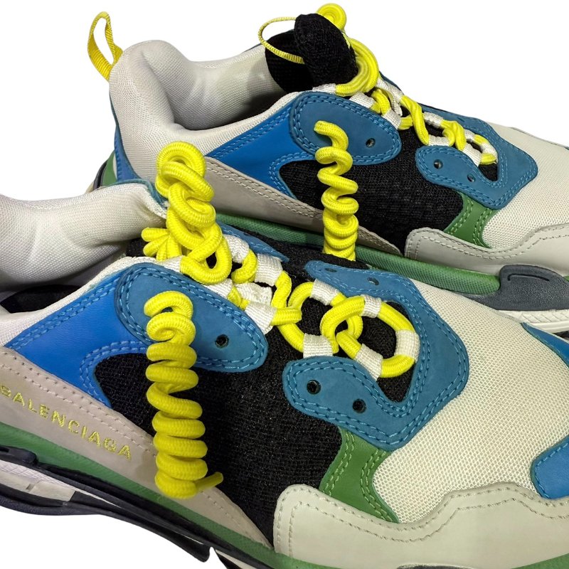 【美收精品】 BALENCIAGA Triple S 藍色拚色休閒鞋 2-433-14