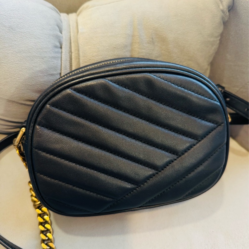 TORY BURCH 金色雙T LOGO 羊皮相機包-1