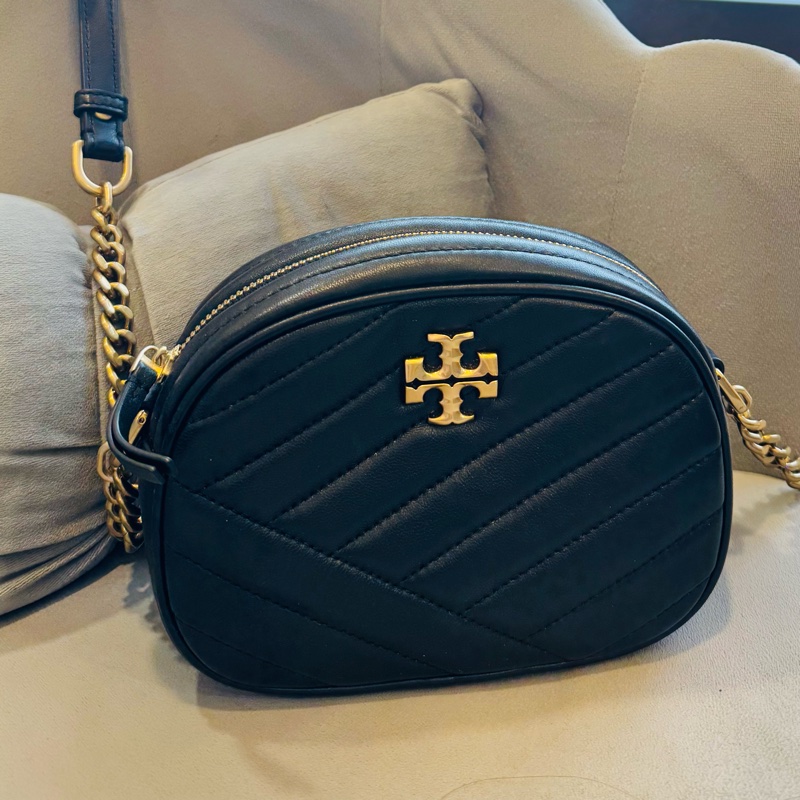 TORY BURCH 金色雙T LOGO 羊皮相機包-0
