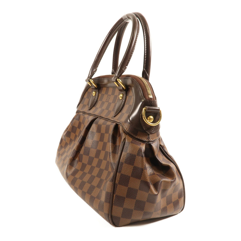 LOUIS VUITTON Damier Trevi金扣手挽肩背兩用袋棕色-2