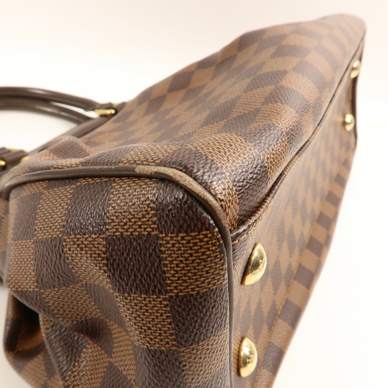 LOUIS VUITTON Damier Trevi金扣手挽肩背兩用袋棕色-4