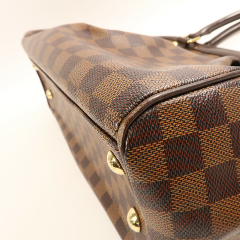 LOUIS VUITTON Damier Trevi金扣手挽肩背兩用袋棕色-5