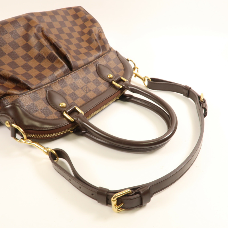 LOUIS VUITTON Damier Trevi金扣手挽肩背兩用袋棕色-8