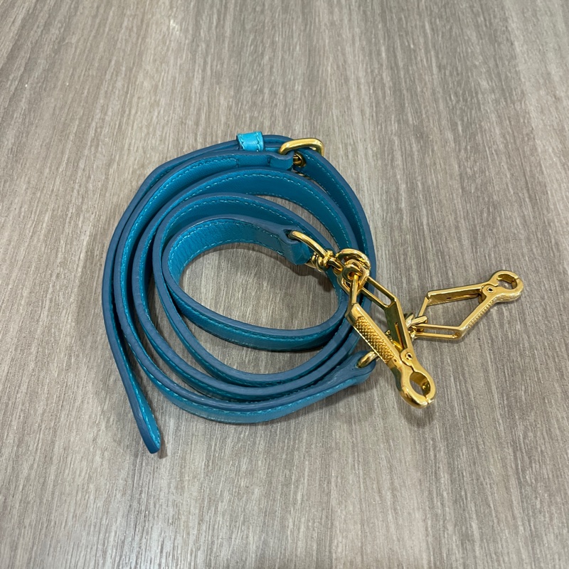 Miu Miu RL0066藍色抓皺皮革金釦手提肩背兩用包-22