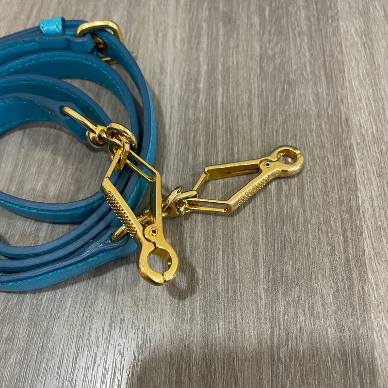 Miu Miu RL0066藍色抓皺皮革金釦手提肩背兩用包-23