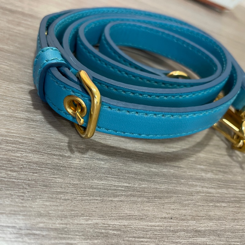 Miu Miu RL0066藍色抓皺皮革金釦手提肩背兩用包-25