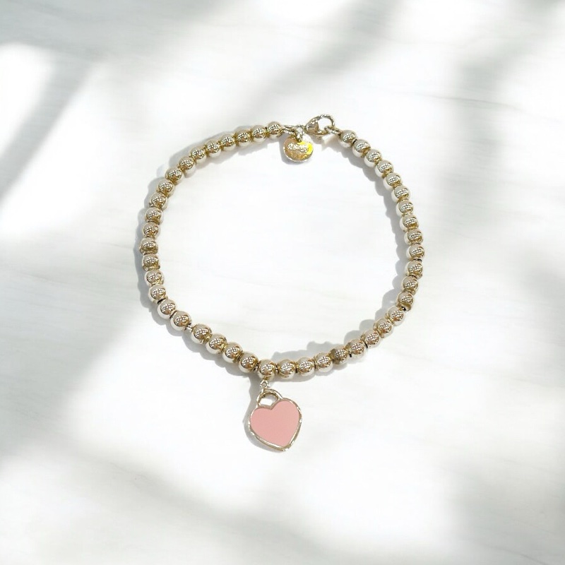 莉亞精品♡ Tiffany&co 愛心珠珠手鏈s925 二手-0
