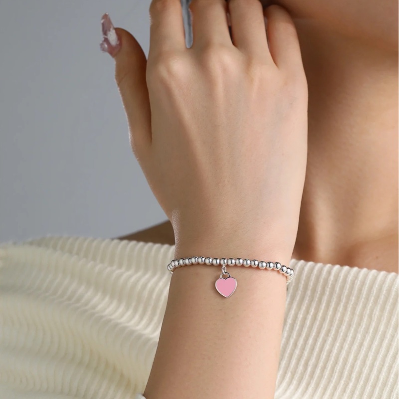 莉亞精品♡ Tiffany&co 愛心珠珠手鏈s925 二手-1
