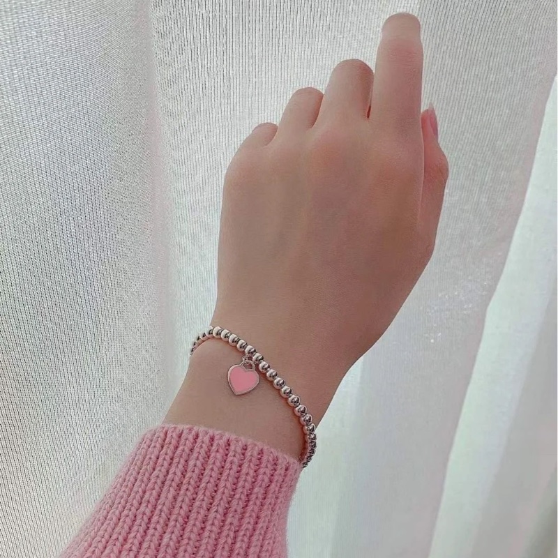 莉亞精品♡ Tiffany&co 愛心珠珠手鏈s925 二手-2