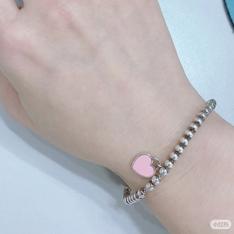 莉亞精品♡ Tiffany&co 愛心珠珠手鏈s925 二手-3