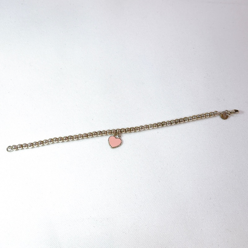 莉亞精品♡ Tiffany&co 愛心珠珠手鏈s925 二手-6
