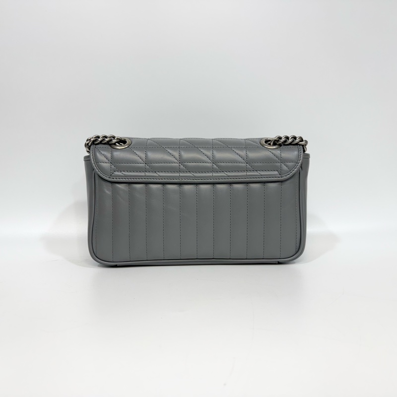 ▫️品名：GUCCI藍灰牛皮銀釦直斜衍縫馬夢26cm-1