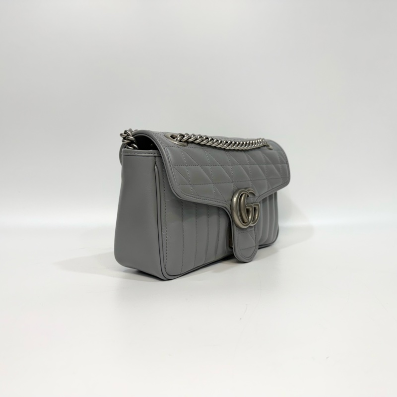 ▫️品名：GUCCI藍灰牛皮銀釦直斜衍縫馬夢26cm-3